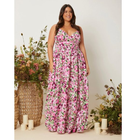 Vacation Beach Plus Floral Print Criss-Cross Tie Backless Cami Dress NEW - Picture 2 of 4